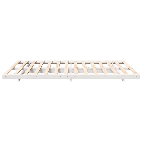 vidaXL Κρεβάτι δαπέδου Λευκό 140 x 200 cm Μασίφ ξύλο πεύκου