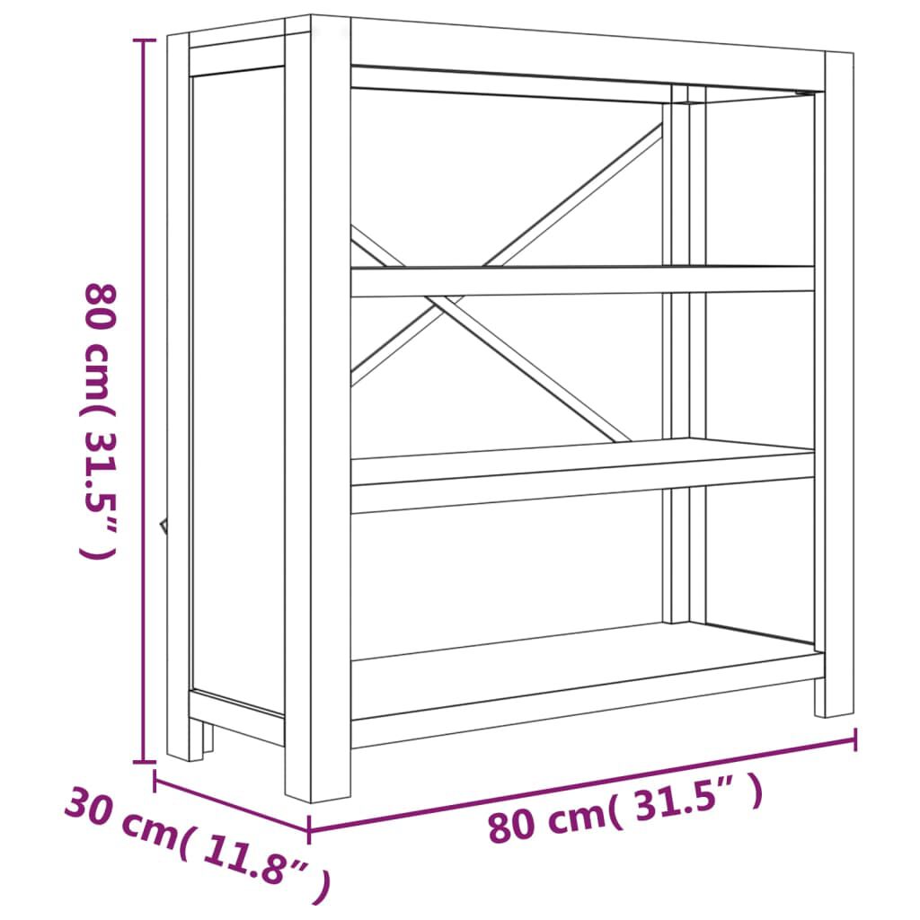 vidaXL Βιβλιοθήκη με 3 Επίπεδα 80x30x80 εκ. Μασίφ Ξύλο Ακακίας