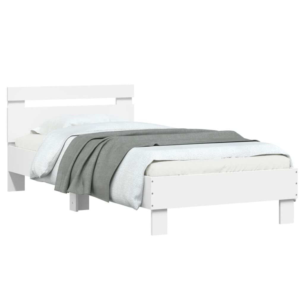 vidaXL Πλαίσιο Κρεβατιού με Κεφαλάρι & λυχνίες LED Λευκό 75 x 190 εκ.