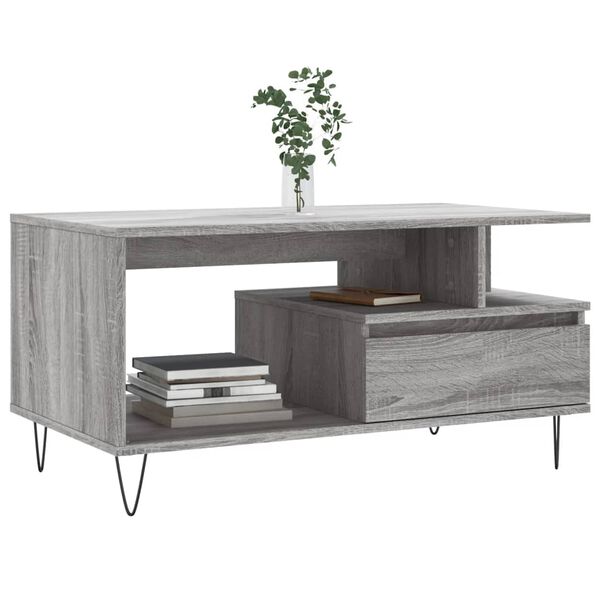 vidaXL Τραπεζάκι Σαλονιού Γκρι Sonoma 90x49x45 εκ.Επεξεργασμένο Ξύλο