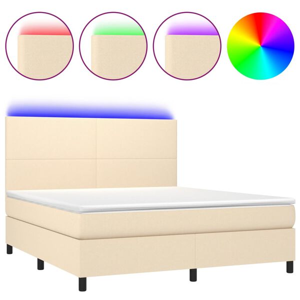 vidaXL &Kappa;&rho;&epsilon;&beta;ά&tau;&iota; Boxspring &mu;&epsilon; &Sigma;&tau;&rho;ώ&mu;&alpha; & LED &Kappa;&rho;&epsilon;&mu; 180x200 &epsilon;&kappa;. &Upsilon;&phi;&alpha;&sigma;&mu;ά&tau;&iota;&nu;&omicron;