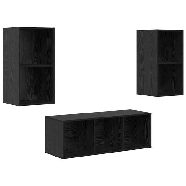 vidaXL Σετ Τηλεοπτικού Κάδου 3 pcs Μαύρη δρυς 37 x 37 x 107 εκ