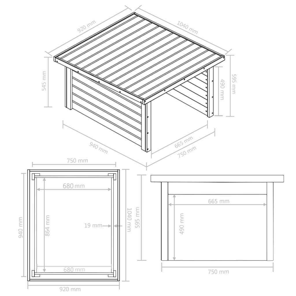 vidaXL Στέγαστρο Χλοοκοπτικού 92x104x59,5 εκ/19 χιλ. Μασίφ Ξύλο Πεύκου