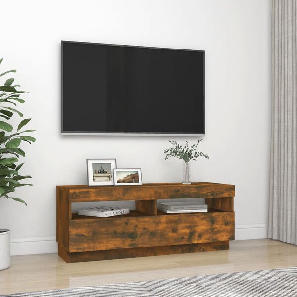 vidaXL Έπιπλο Τηλεόρασης με LED Καπνιστή Δρυς 100x35x40 εκ.