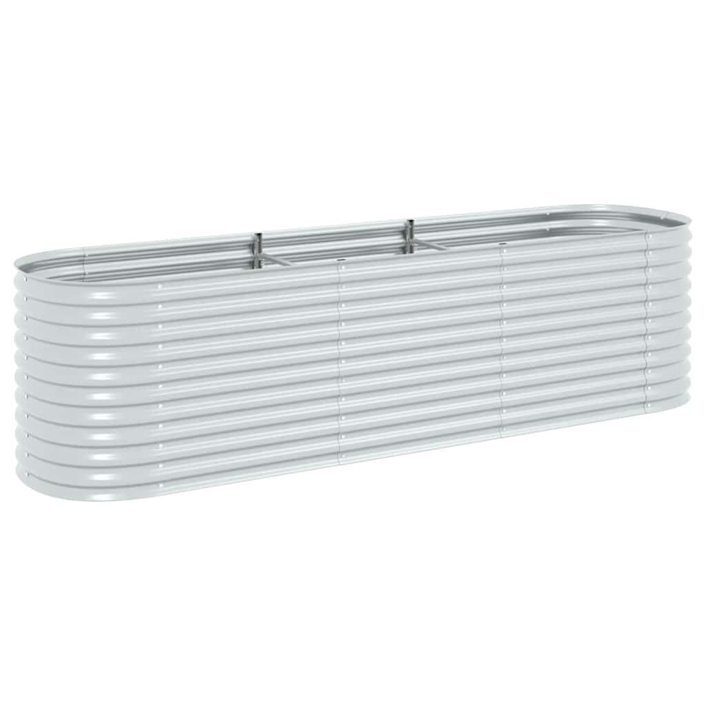 vidaXL Ζαρντινιέρα Υπερυψωμένη Ασημί 320x80x81 εκ. Γαλβανισμ. Χάλυβας