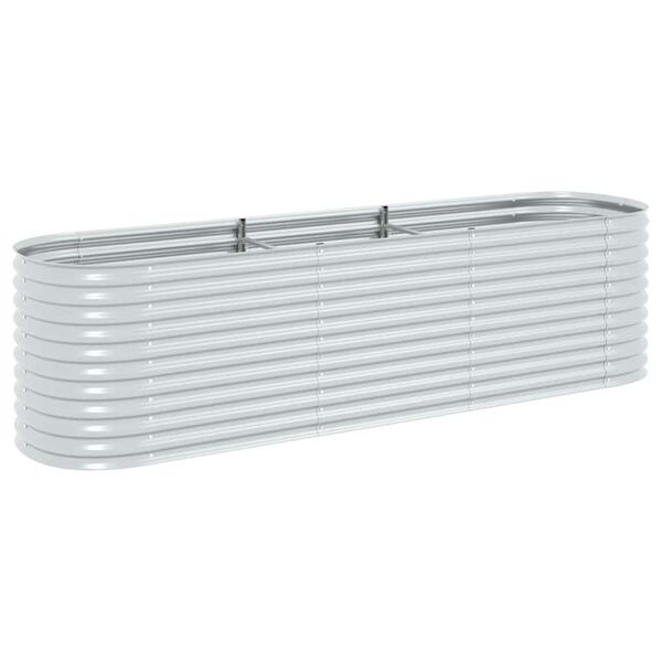 vidaXL Ζαρντινιέρα Υπερυψωμένη Ασημί 320x80x81 εκ. Γαλβανισμ. Χάλυβας