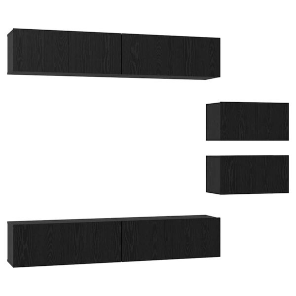 vidaXL Σετ επίπλου τηλεόρασης 6 pcs Μαύρη Οξυά Επεξεργασμένο ξύλο