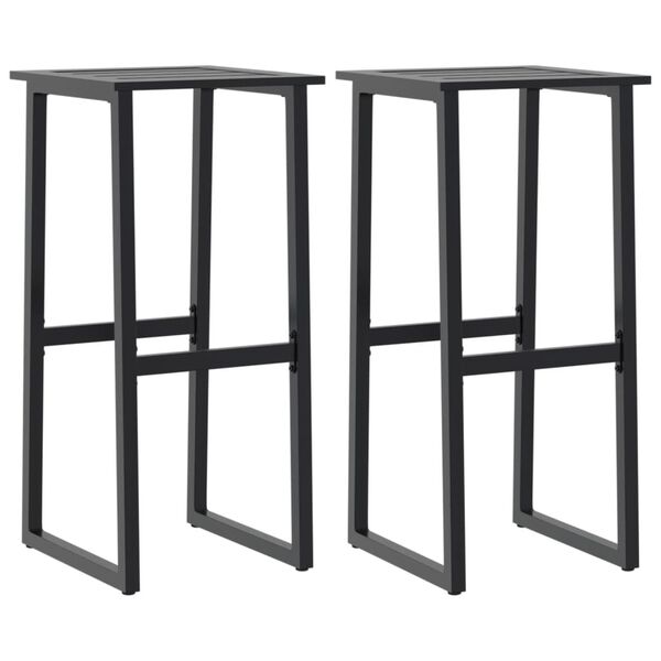 vidaXL Σκαμπό Μπαρ 2Τεμ. Μαύρα 38x38x80 εκ. Ατσάλι με Ηλ. Βαφή Πούδρας