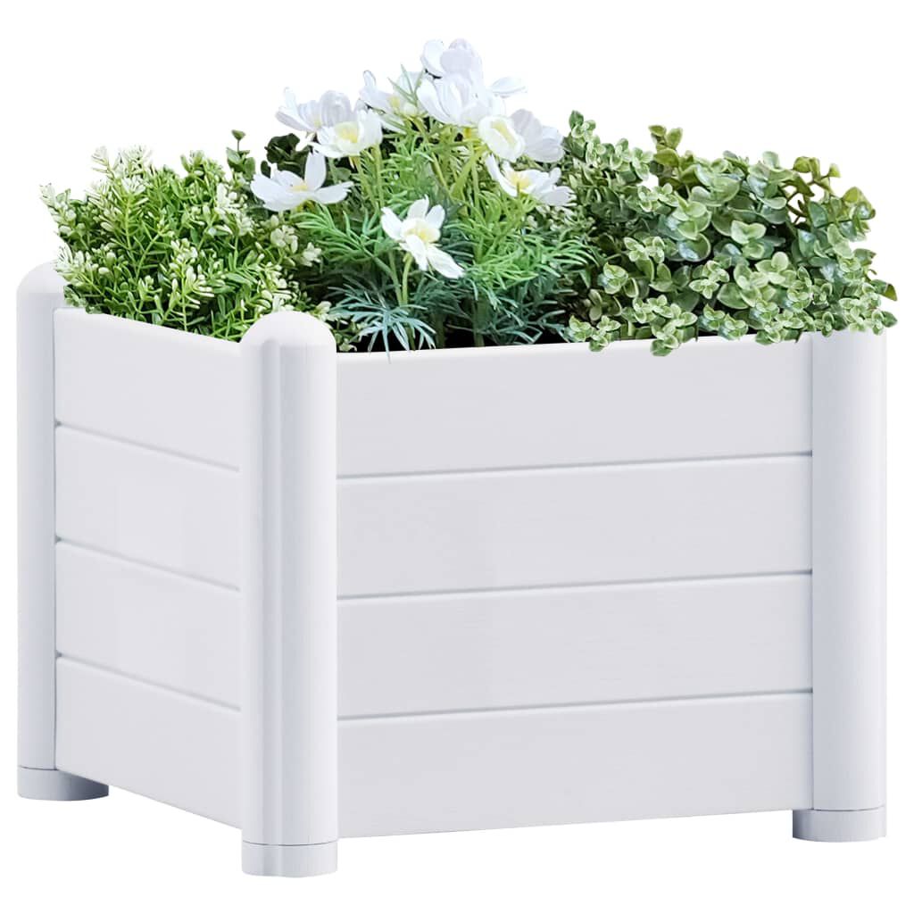 vidaXL Ζαρντινιέρα Υπερυψωμένη Λευκή 43 x 43 x 35 εκ. Πολυπροπυλένιο
