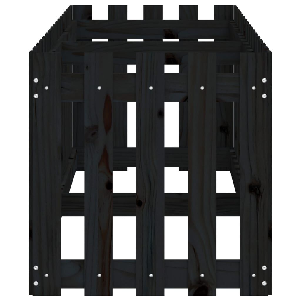 vidaXL Ζαρντινιέρα με Σχέδιο Φράχτη Μαύρη 200x50x50 εκ. Μασίφ Πεύκο