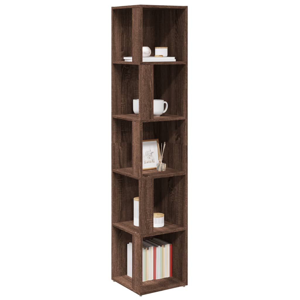 vidaXL Γωνιακό Έπιπλο Καφέ δρυς 33x33x164,5 εκ. από Επεξεργ. Ξύλο