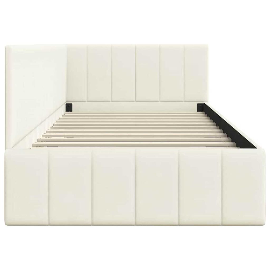 vidaXL Κρεβάτι Γωνίας με κεφαλάρι Κρεμ 90 x 200 cm Βελούδο