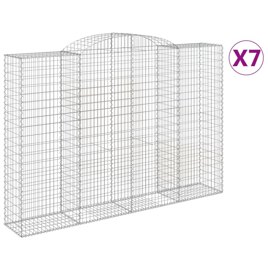 vidaXL Συρματοκιβώτια Τοξωτά 7 τεμ. 300x50x200/220 εκ. Γαλβαν. Ατσάλι