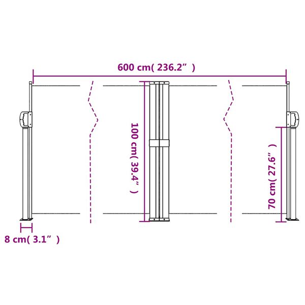 vidaXL Σκίαστρο Πλαϊνό Συρόμενο Ανθρακί 100 x 600 εκ.