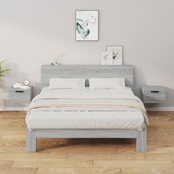 vidaXL Κομοδίνα Επιτοίχια 2 τεμ. Γκρι Sonoma 34x30x20 εκ.