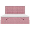 vidaXL Οθωμανικό κρεβάτι με στρώματα ροζ 200x200cm Velvet