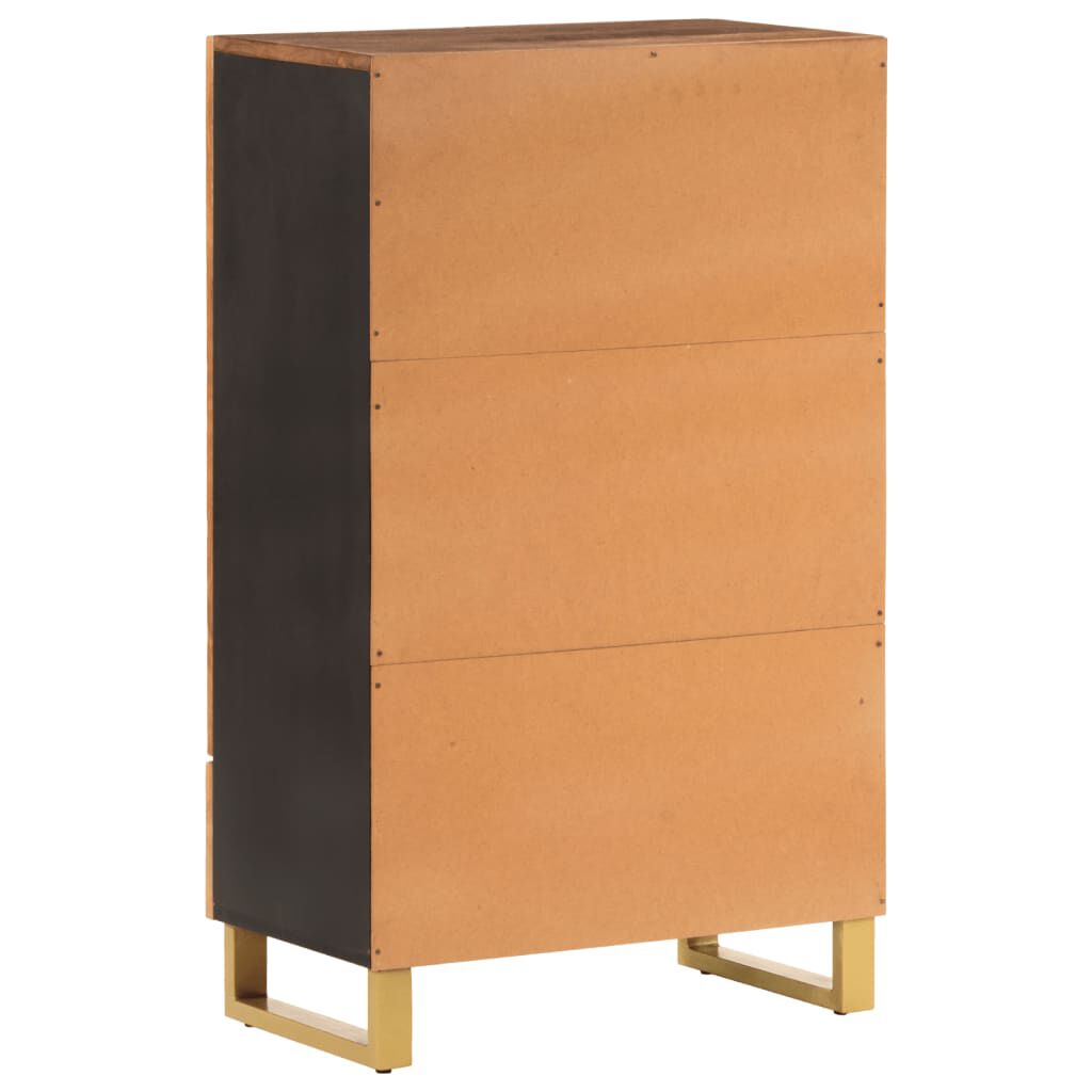 vidaXL Ντουλάπι Καφέ/Μαύρο 60 x 33,5 x 100 εκ. από Μασίφ Ξύλο Μάνγκο