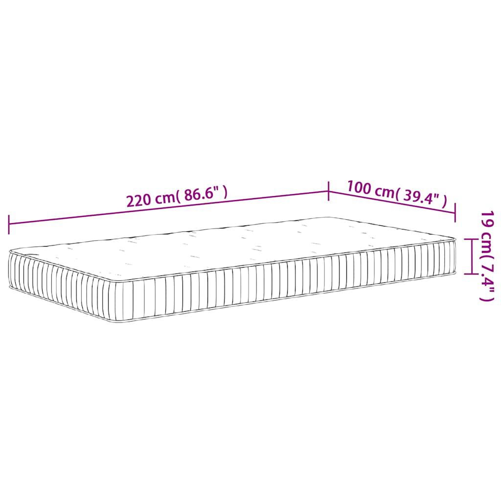 vidaXL Στρώμα με Pocket Springs Μεσαία Σκληρότητα 100x220 εκ.
