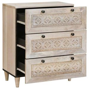 vidaXL Πλαϊνό γραφείο Λευκό 60 x 33 x 75 cm Μασίφ ξύλο μάνγκο