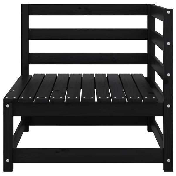 vidaXL Καναπές Κήπου Διθέσιος Μαύρος Μασίφ Ξύλο Πεύκου με Μαξιλάρια