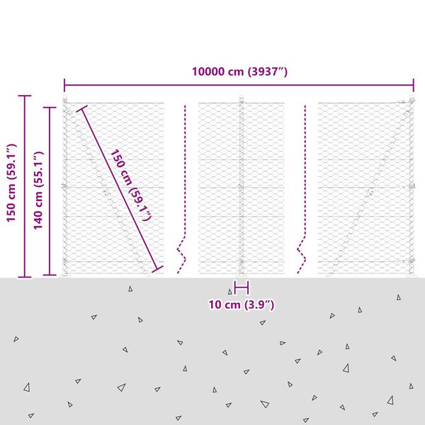 Περίφραξη Hexagon vidaXL Πράσινη 1.4x100 μ Ατσάλι
