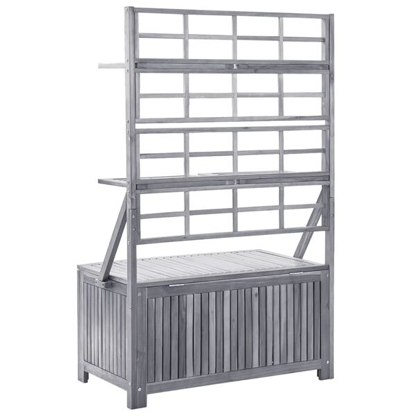 vidaXL Μπαούλο Αποθήκευσης Καφασωτό Γκρι 99x55x160 Μασίφ Ξύλο Ακακίας