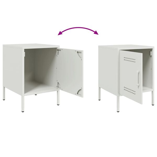 vidaXL Κομοδίνο Λευκό 36x39x50,5 εκ. από Χάλυβα