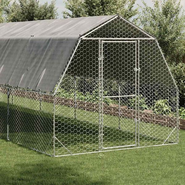 vidaXL Τρέξιμο για κοτόπουλα με οροφή 2,5x12x2,25 μ. από Γαλβ. Χάλυβα