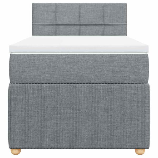 vidaXL Κρεβάτι Boxspring με Στρώμα Ανοιχτό Γκρι 100x200 εκ. Υφασμάτινο