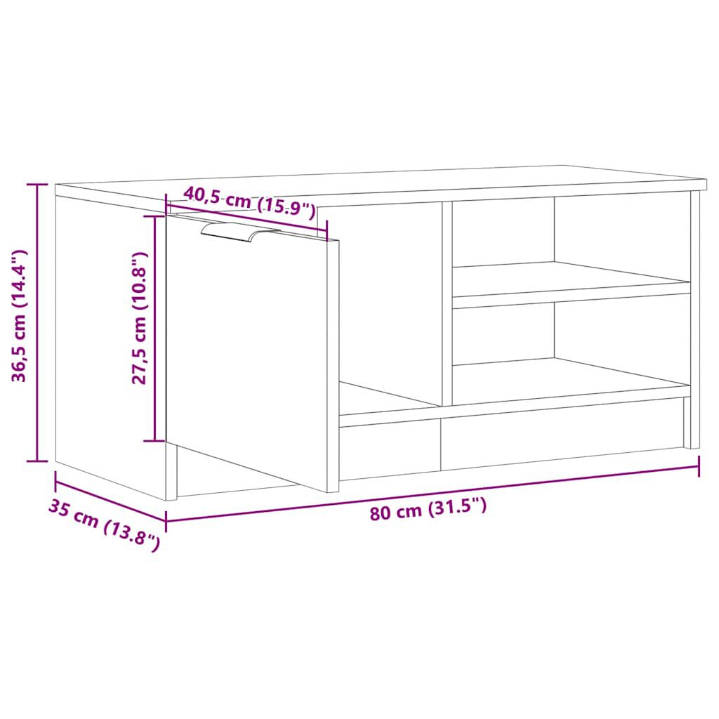 vidaXL Σετ ντουλάπι τηλεόρασης 2 τεμαχίων Artisan Oak 80x35x36,5 cm