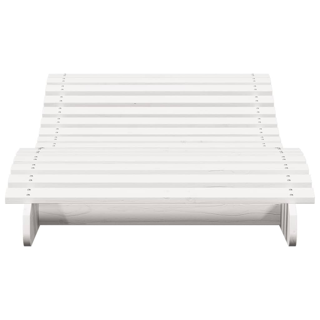vidaXL Ξαπλώστρα Λευκό 205x80x31,5 εκ. από Μασίφ Ξύλο Πεύκου
