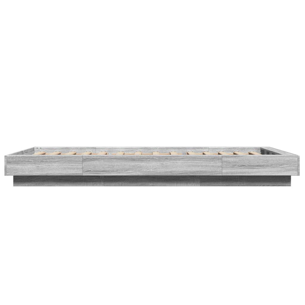 vidaXL Πλαίσιο Κρεβατιού με LED Γκρι Sonoma 75x190 εκ. Επεξεργ. Ξύλο