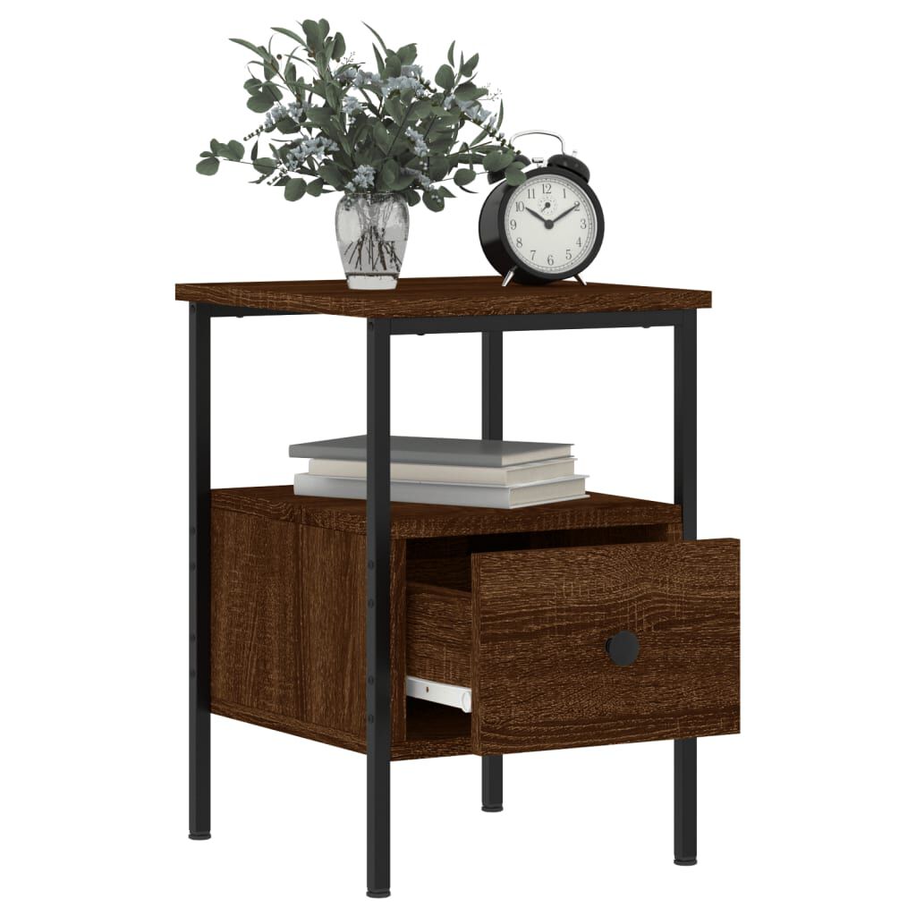 vidaXL Κομοδίνα 2 τεμ. Καφέ Δρυς 34 x 36 x 50 εκ. Επεξεργασμένο Ξύλο