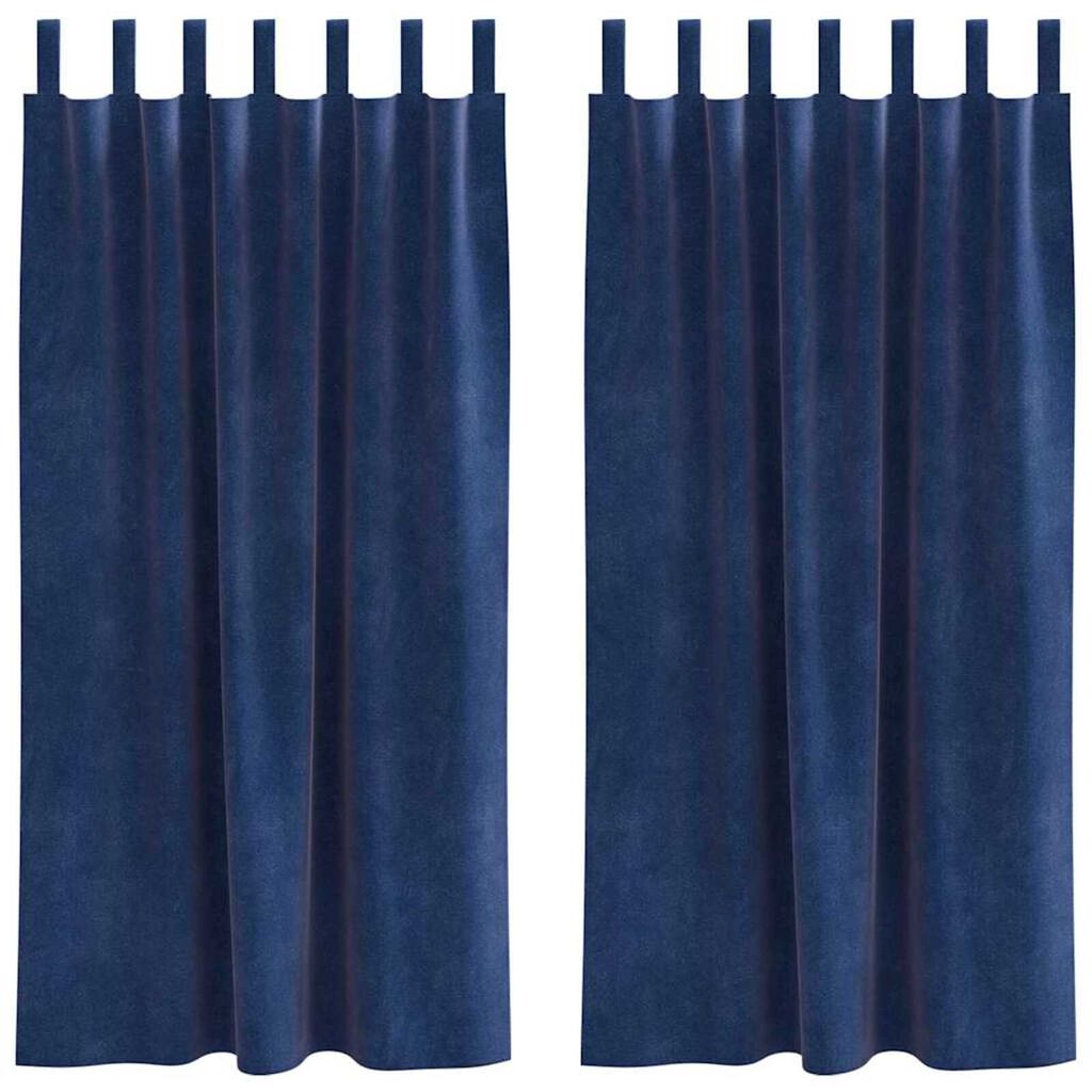 vidaXL Κουρτίνες με κουρτίνες 2 pcs Σκούρο Μπλε 140 x 175 cm Βελούδο