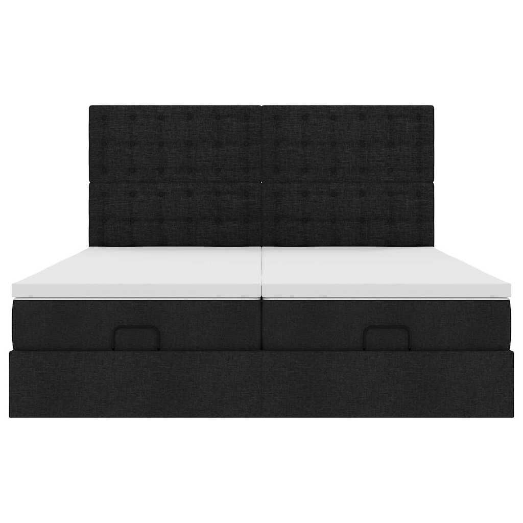vidaXL Οθωμανικό κρεβάτι με στρώματα Μαύρο 160x200cm Ύφασμα