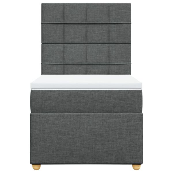 vidaXL Κρεβάτι Boxspring με Στρώμα Σκούρο Γκρι 90x190 εκ. Υφασμάτινο