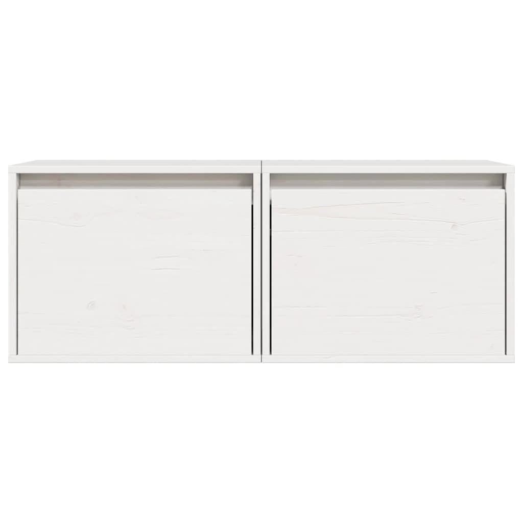 vidaXL Ντουλάπια Τοίχου 2 τεμ. Λευκά 45x30x35 εκ από Μασίφ Ξύλο Πεύκου