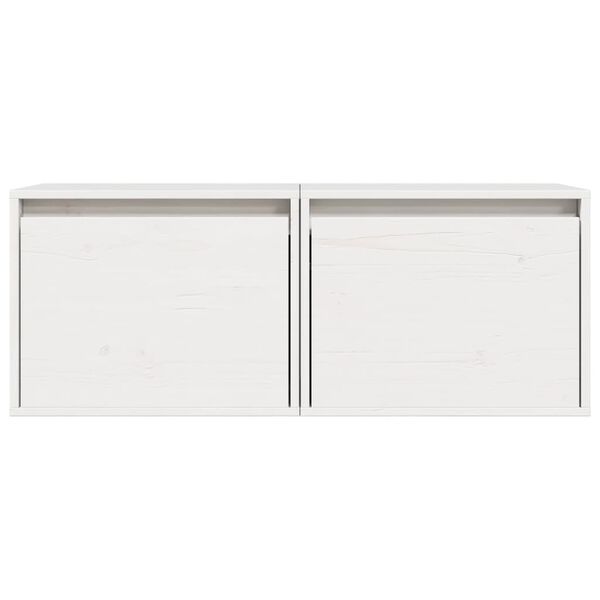 vidaXL Ντουλάπια Τοίχου 2 τεμ. Λευκά 45x30x35 εκ από Μασίφ Ξύλο Πεύκου