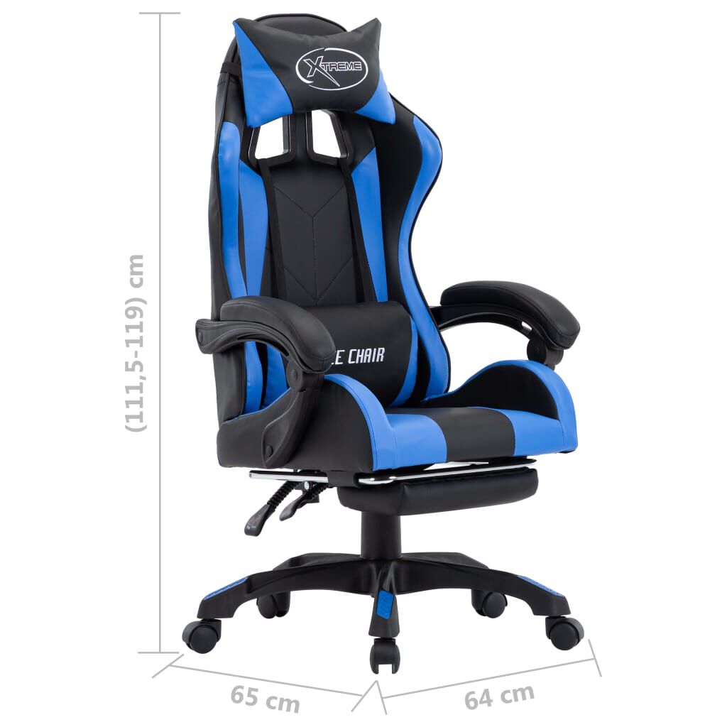 vidaXL Καρέκλα Racing με Υποπόδιο Μπλε/Μαύρη από Συνθετικό Δέρμα