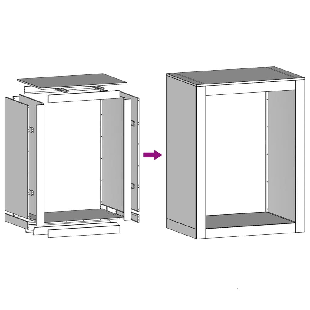 vidaXL Ράφι Καυσόξυλων Μαύρο 60x40x80 εκ. Ατσάλινο
