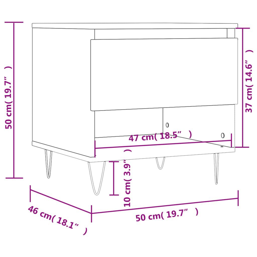 vidaXL Τραπέζι Σαλονιού Καφέ Δρυς 50x46x50 εκ. Επεξεργασμένο Ξύλο