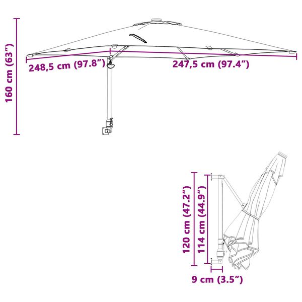 vidaXL Ομπρέλα Κήπου Ταουπέ 248.5 x 247.5 x 160 εκ.