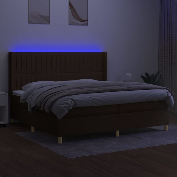 vidaXL &Kappa;&rho;&epsilon;&beta;ά&tau;&iota; Boxspring &mu;&epsilon; &Sigma;&tau;&rho;ώ&mu;&alpha; & LED &Sigma;&kappa;.&Kappa;&alpha;&phi;έ 200x200&epsilon;&kappa;. &Upsilon;&phi;&alpha;&sigma;&mu;ά&tau;&iota;&nu;&omicron;