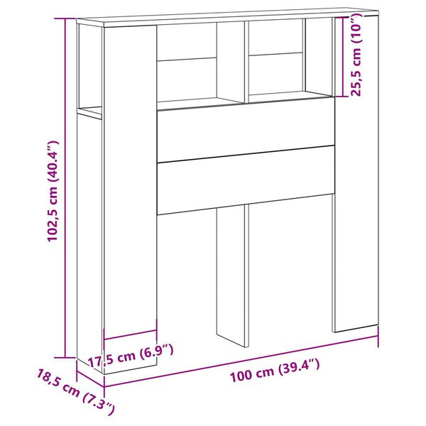 VidaXL Κεφαλάρι Ντουλάπα Μαύρη Δρυς 100x19x104.5 εκ. Φτιαγμένο από Επεξεργασμένο Ξύλο