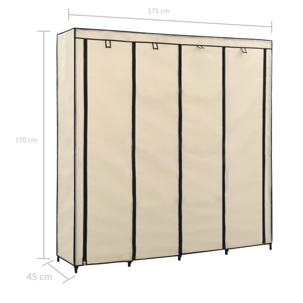 vidaXL Ντουλάπα με 4 Αποθηκευτικά Τμήματα Κρεμ 175 x 45 x 170 εκ.