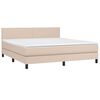 vidaXL Κρεβάτι Boxspring Στρώμα&LED Καπουτσίνο 160x200 εκ. Συνθ. Δέρμα