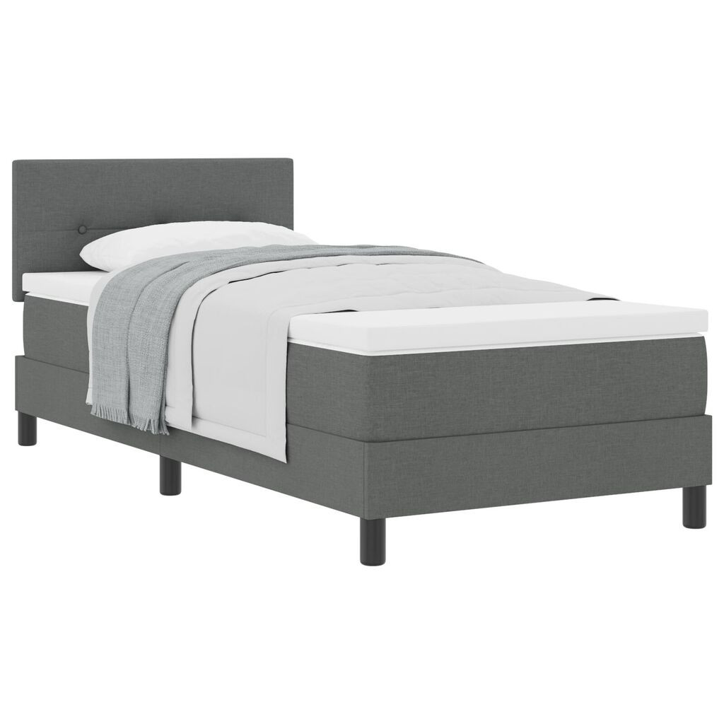 vidaXL Κρεβάτι Box Spring με Στρώμα Σκούρο Γκρι 100x200 εκ Υφάσματος
