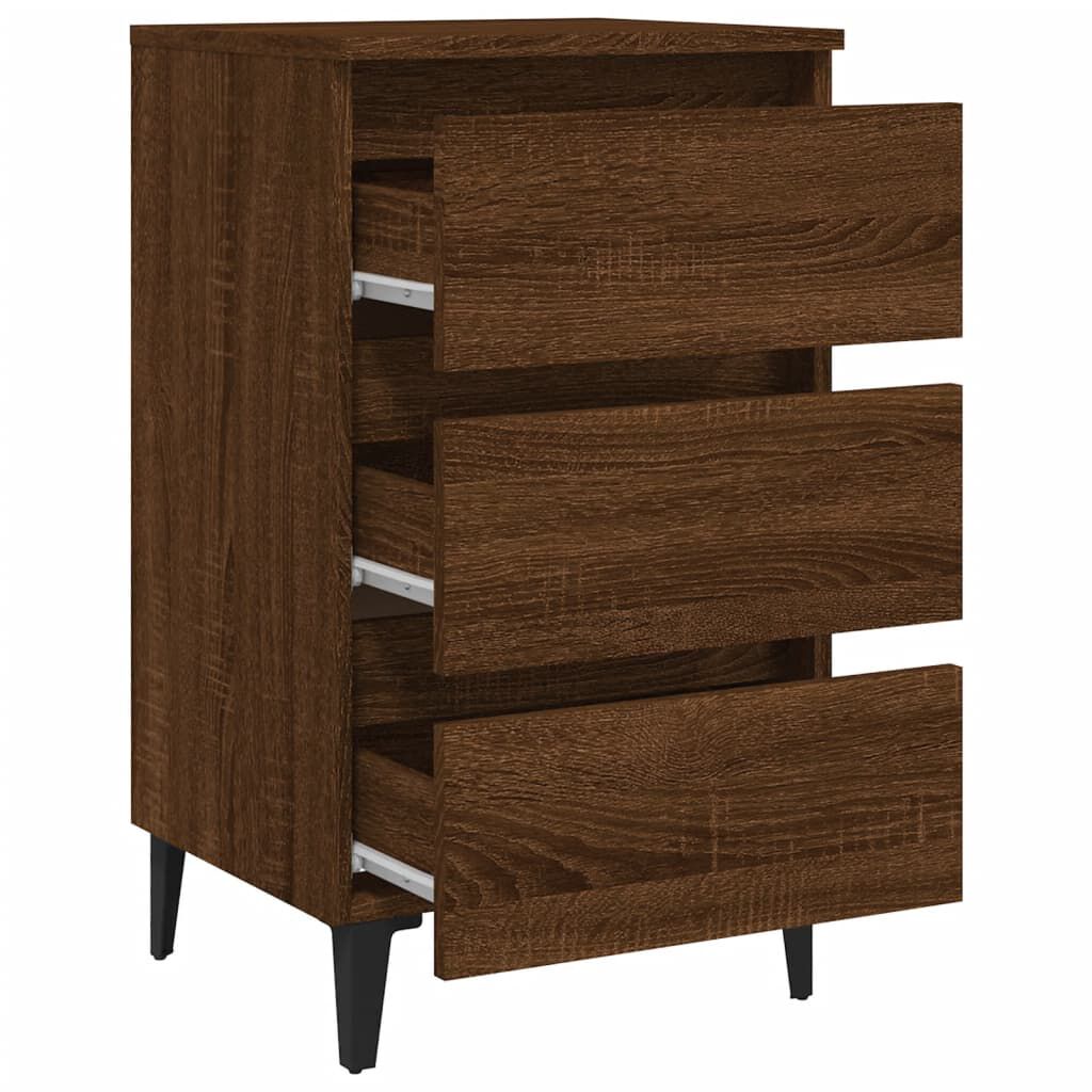 vidaXL Κομοδίνα 2 τεμ. Καφέ Δρυς 40 x 35 x 69 εκ. με Μεταλλικά Πόδια
