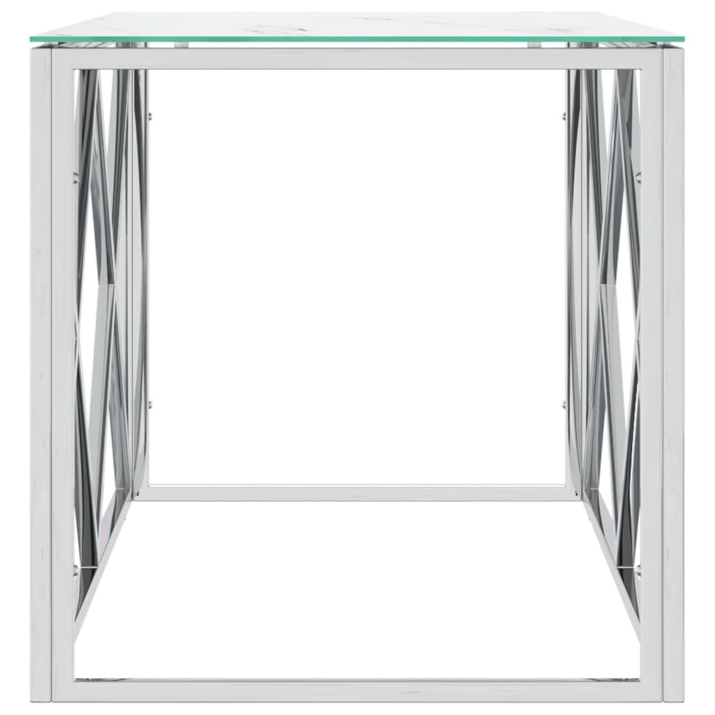 vidaXL Τραπέζι Σαλονιού 110x45x45 εκ. από Ανοξ. Ατσάλι και Γυαλί