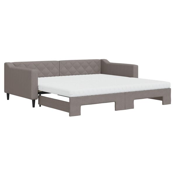 vidaXL Καναπές Κρεβάτι Συρόμενος Taupe 100x200εκ. Υφασμάτινος Στρώματα
